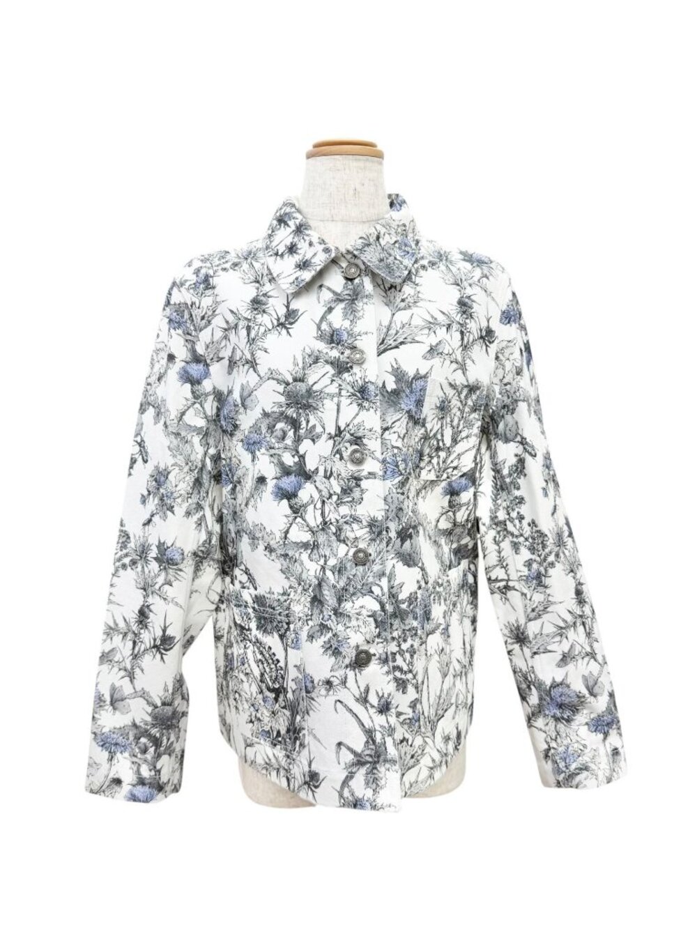Dior Bee Embroidery Logo Button Floral Print Denim Jacket 44